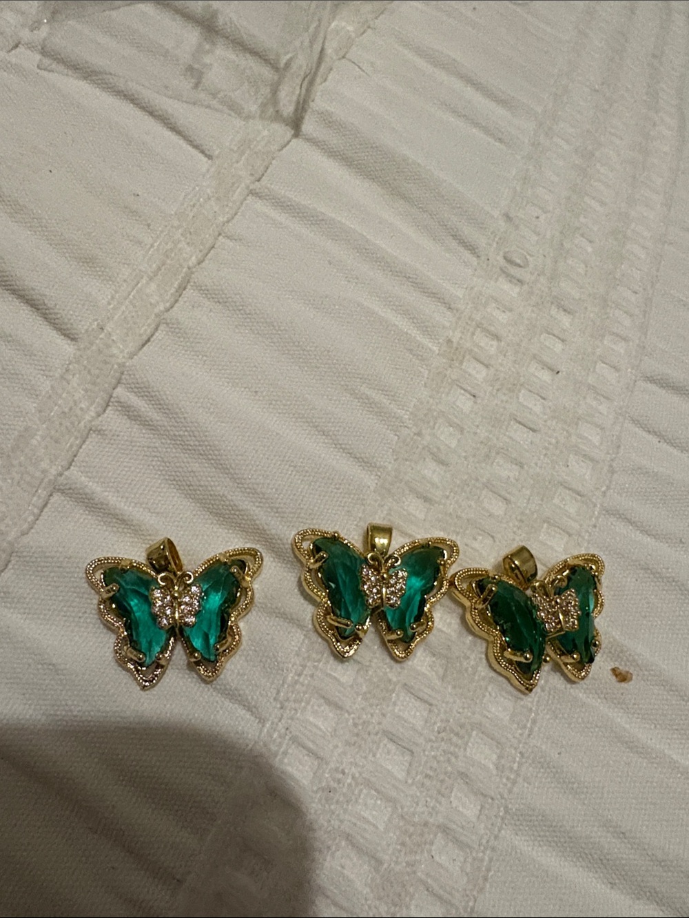 Green Butterfly Pendant Necklace - Gold Accent